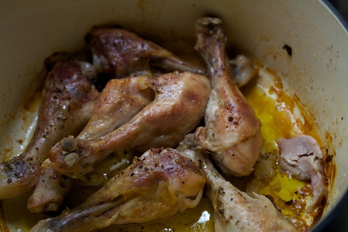 cooked chicken in pan